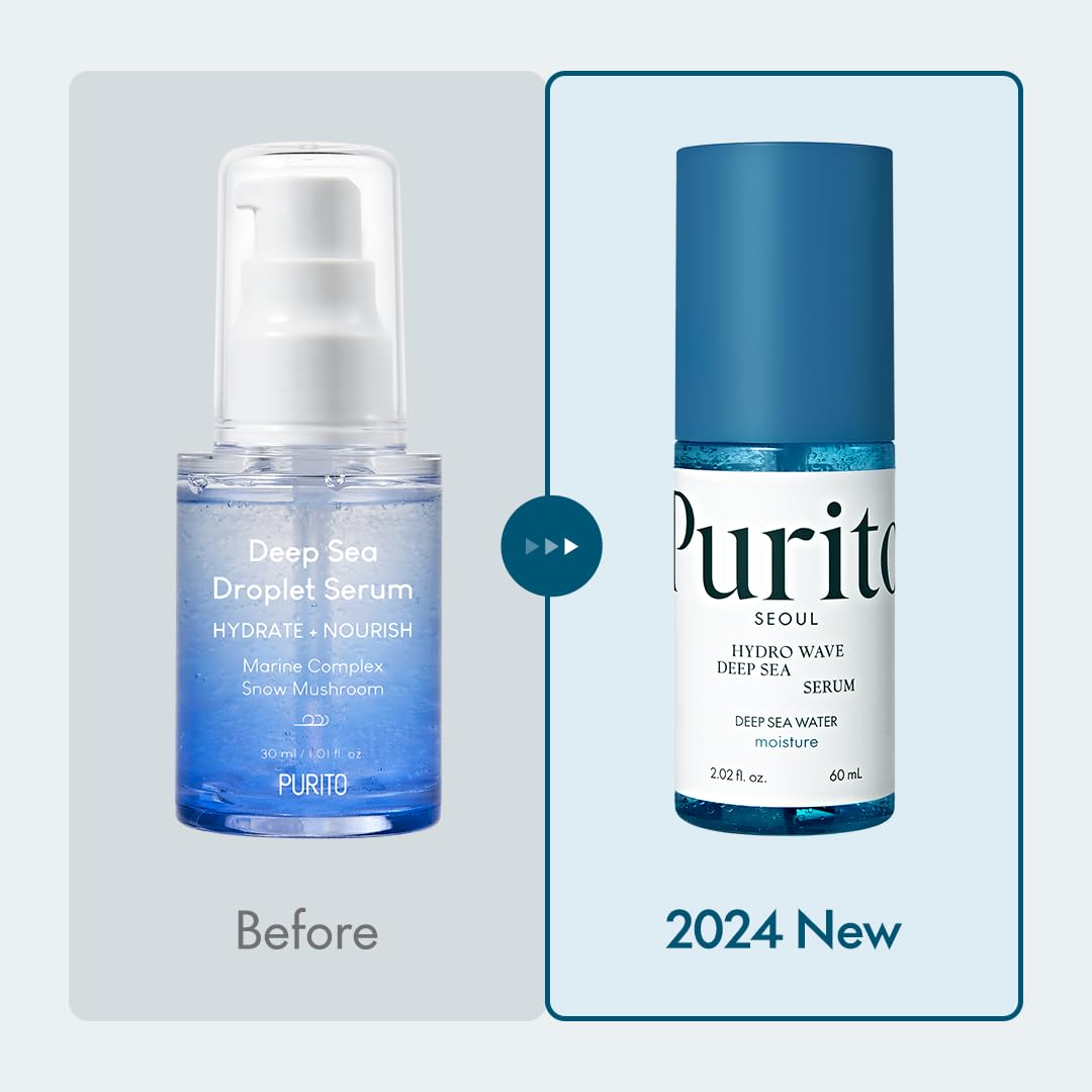 PURITO serum droplet texture demonstrating lightweight hydration