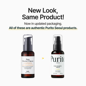 PURITO dropper releasing clear serum emphasizing lightweight texture and absorption