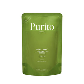 PURITO front packaging showing minimalist label and refill option for low-waste routine