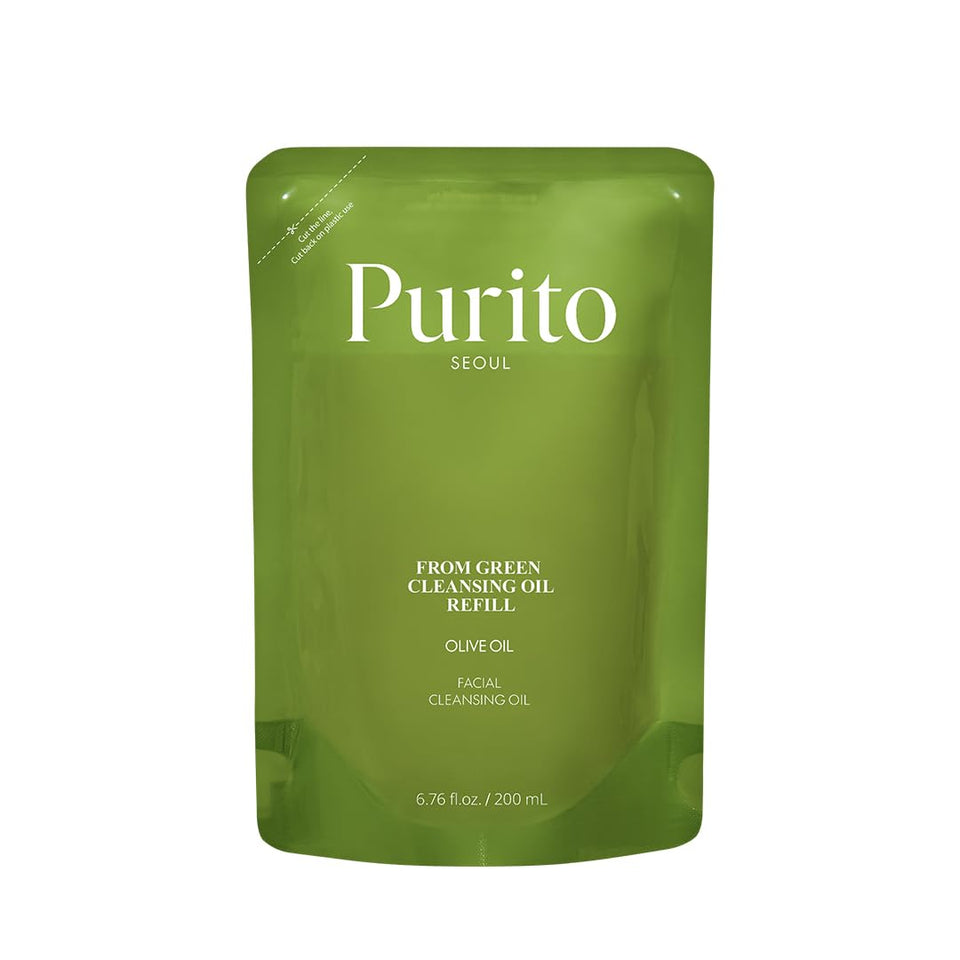 PURITO front packaging showing minimalist label and refill option for low-waste routine