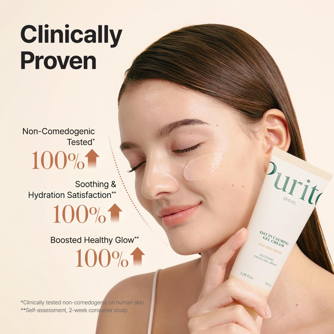PURITO shown applied on hand absorbing quickly for non-sticky hydration benefit