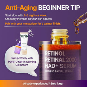 PURITO product label detail highlighting NAD+ and ingredient transparency benefit