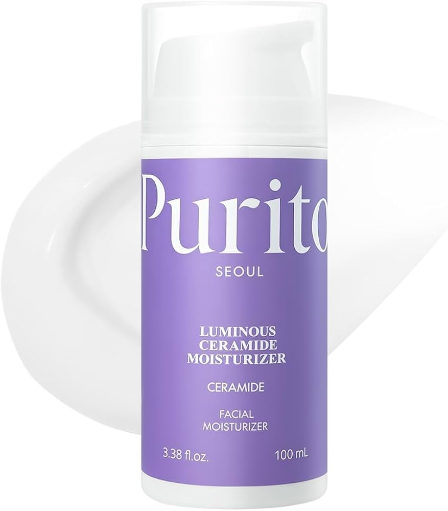 PURITO luminous ceramide front tube showing 100mL packaging and clear branding, displays product reliability