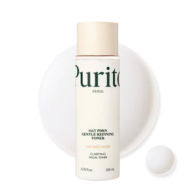 PURITO front bottle shot showing clean oat toner and gentle daily use benefit