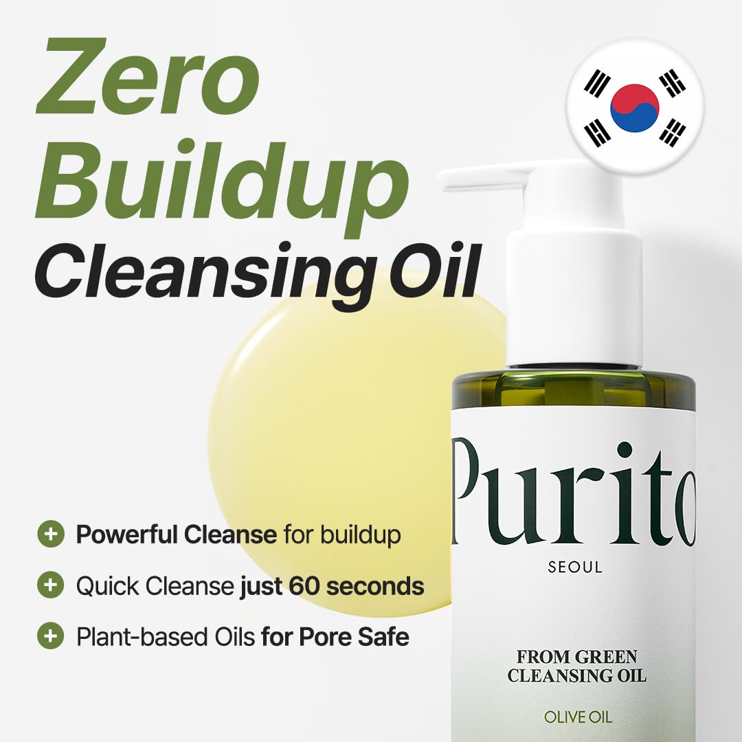 PURITO oil texture on hand showing smooth lightweight blend for gentle removal