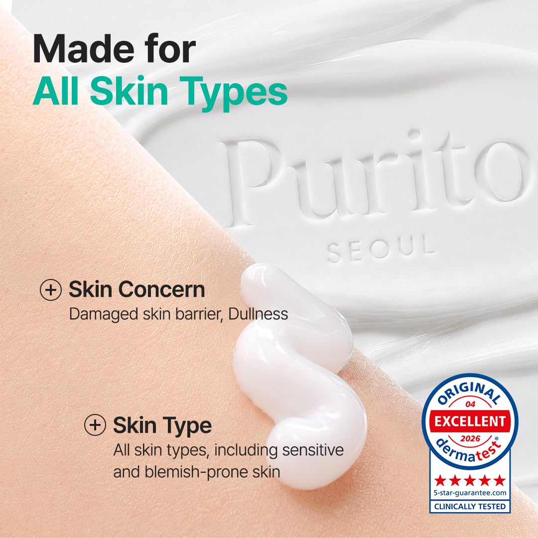 PURITO applying cream to cheek to soothe and restore barrier comfort