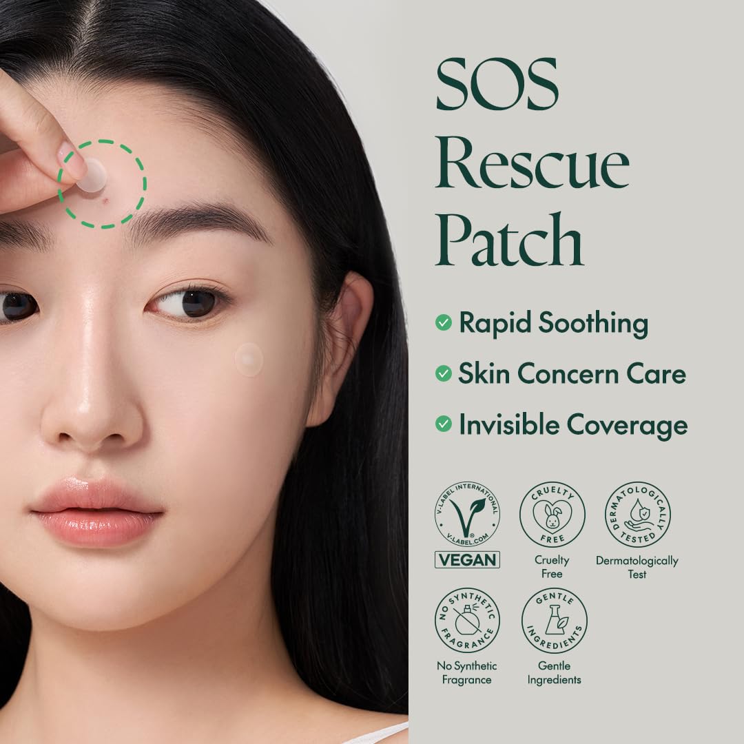 PURITO patch applied on cheek, nearly invisible under light makeup benefit