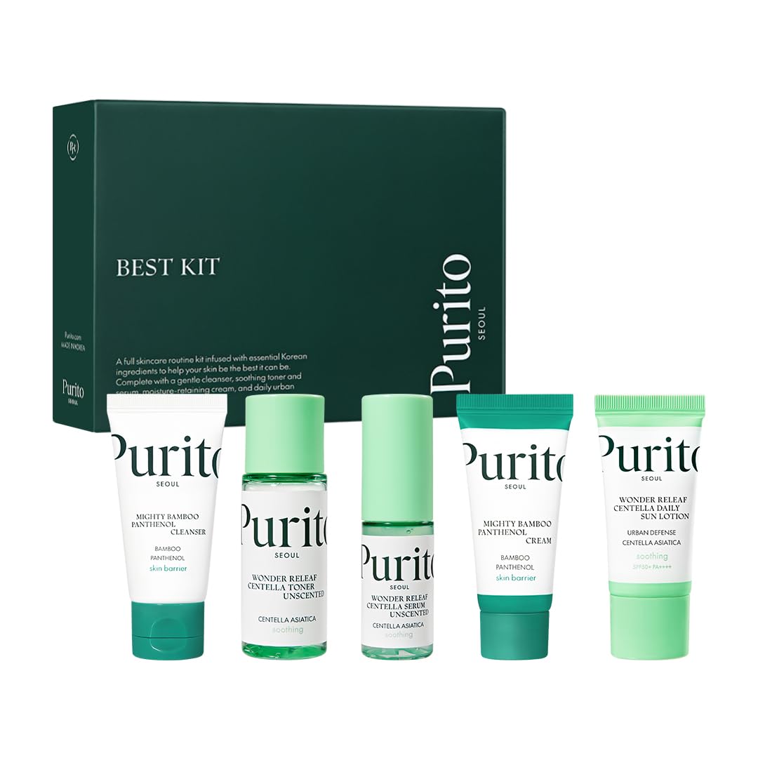 PURITO full kit front packaging showing mini products and benefits for travel