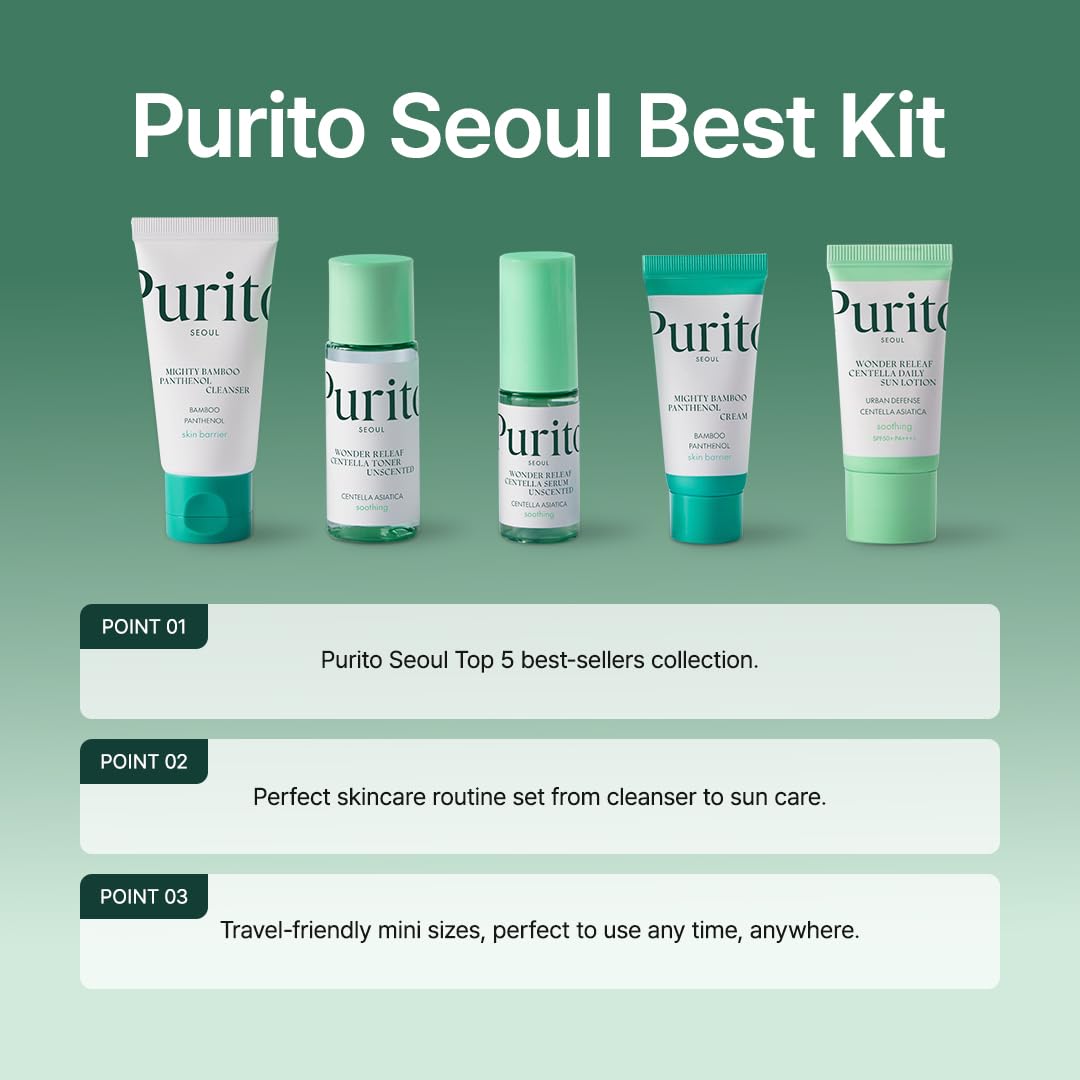 PURITO toner pouring on hand showing PH balancing and prepping benefit