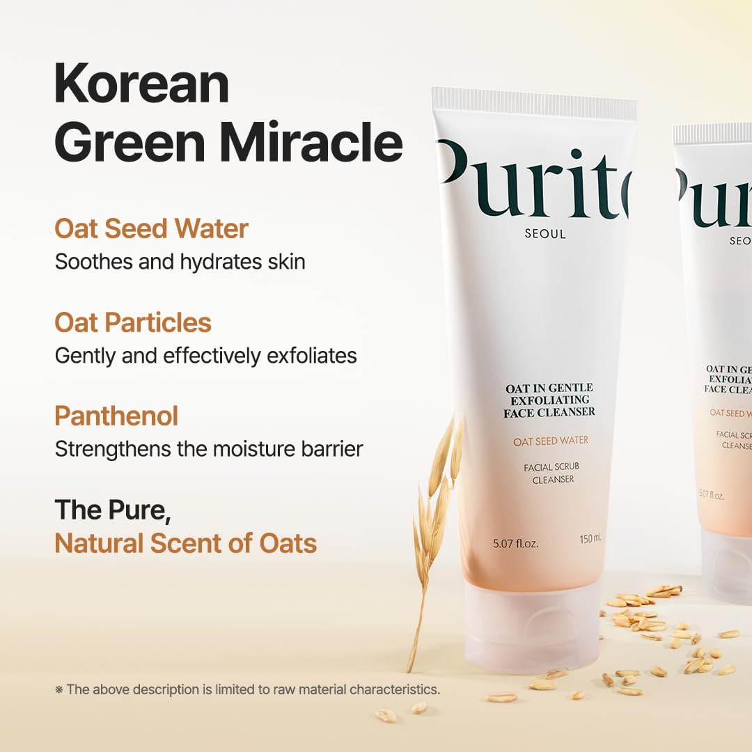 PURITO being massaged onto damp face showing gentle exfoliation benefit