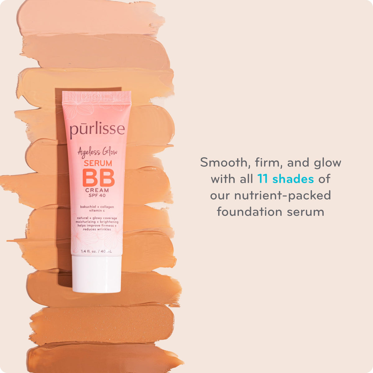 pūrlisse product next to coin showing 1.4 oz size and travel-friendly convenience