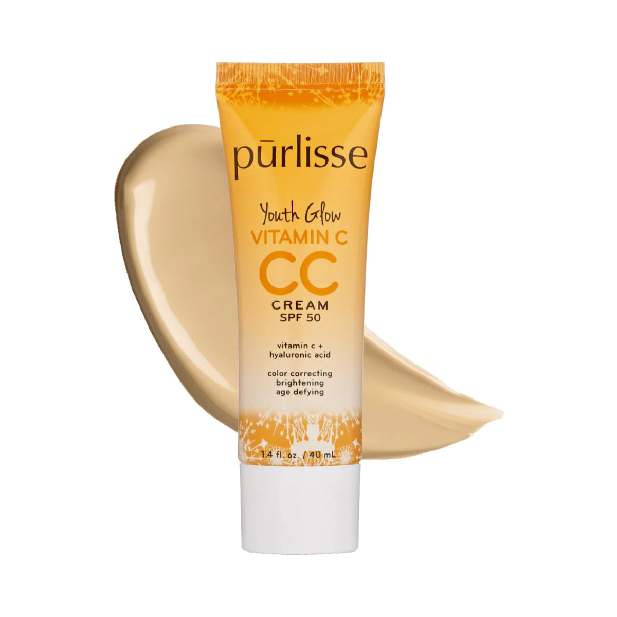 pūrlisse tube front view showing label and tinted moisturizer benefits