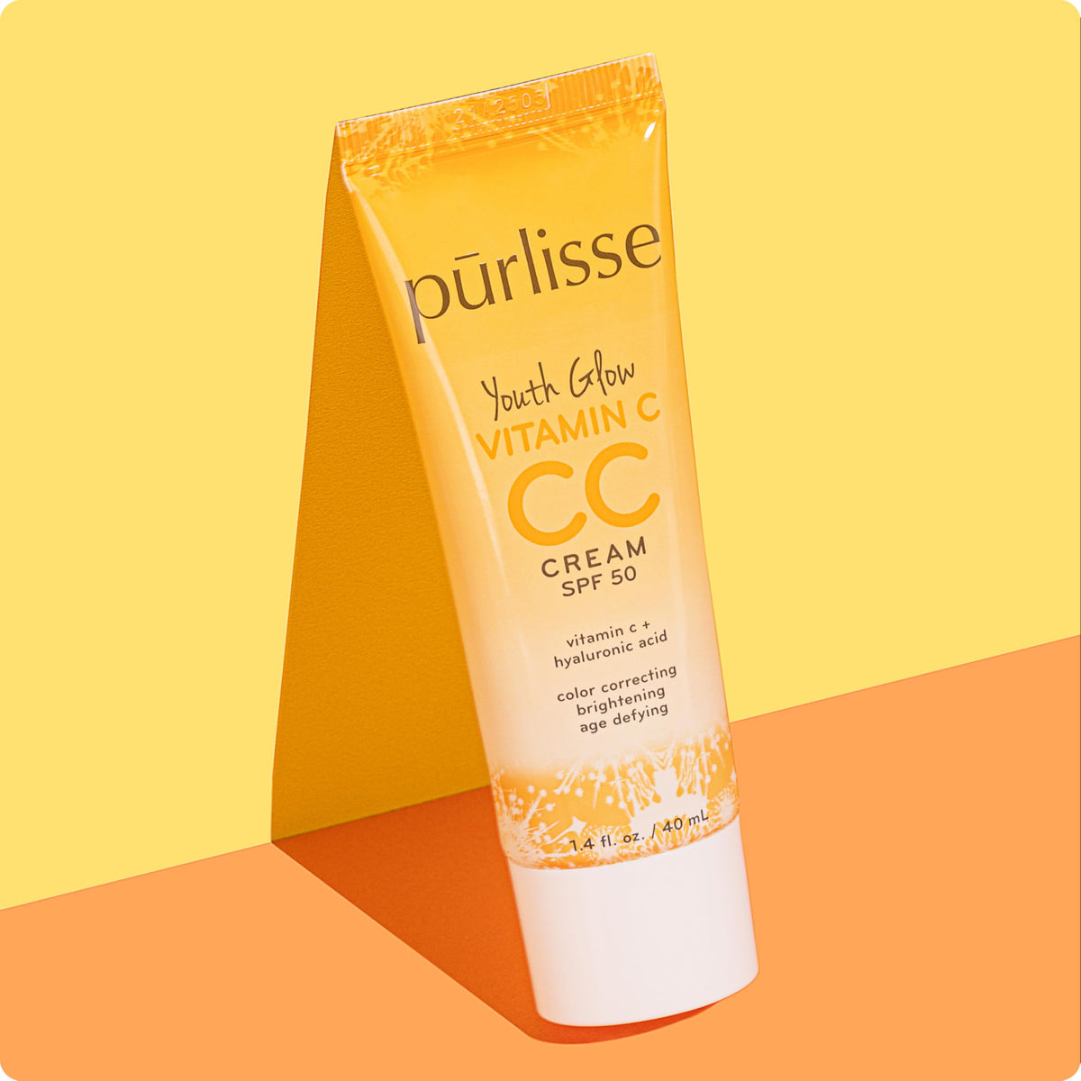 pūrlisse tinted CC cream blended on model for radiant complexion