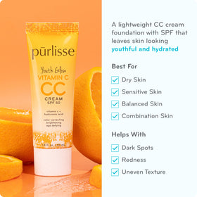 pūrlisse CC cream texture swatch highlighting hydration and smooth finish