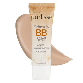 pūrlisse Perfect Glow BB Cream front packaging showing product size and shade benefits