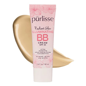 pūrlisse front packaging tube showing Radiant Glow BB Cream SPF 30 for easy identification and travel convenience