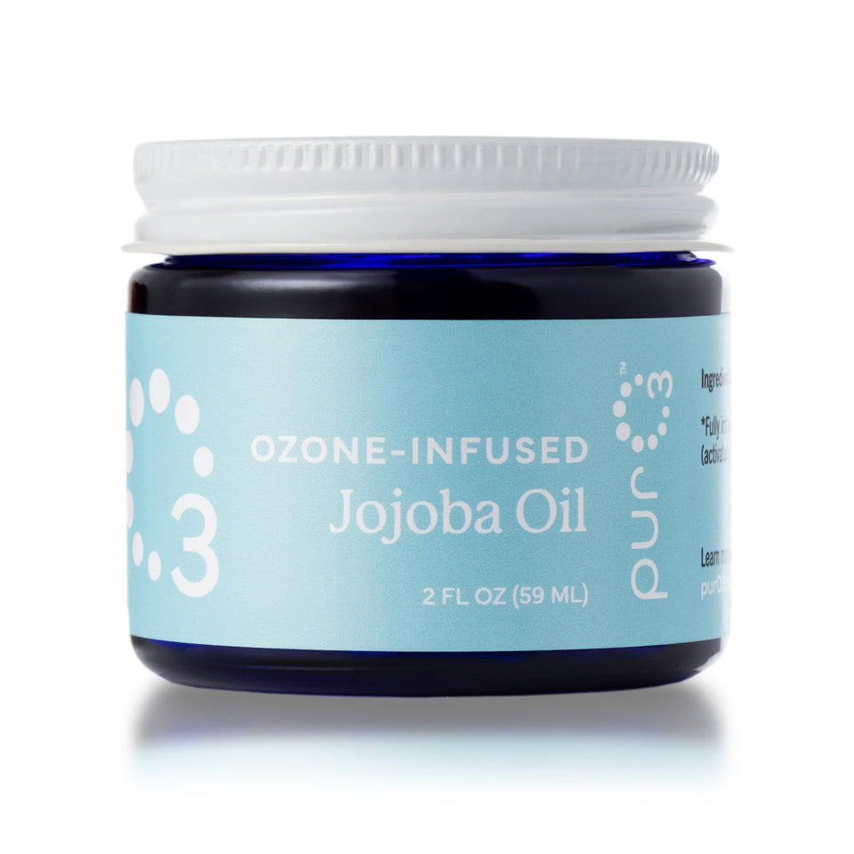 PurO3 front jar view showing organic ozonated jojoba salve