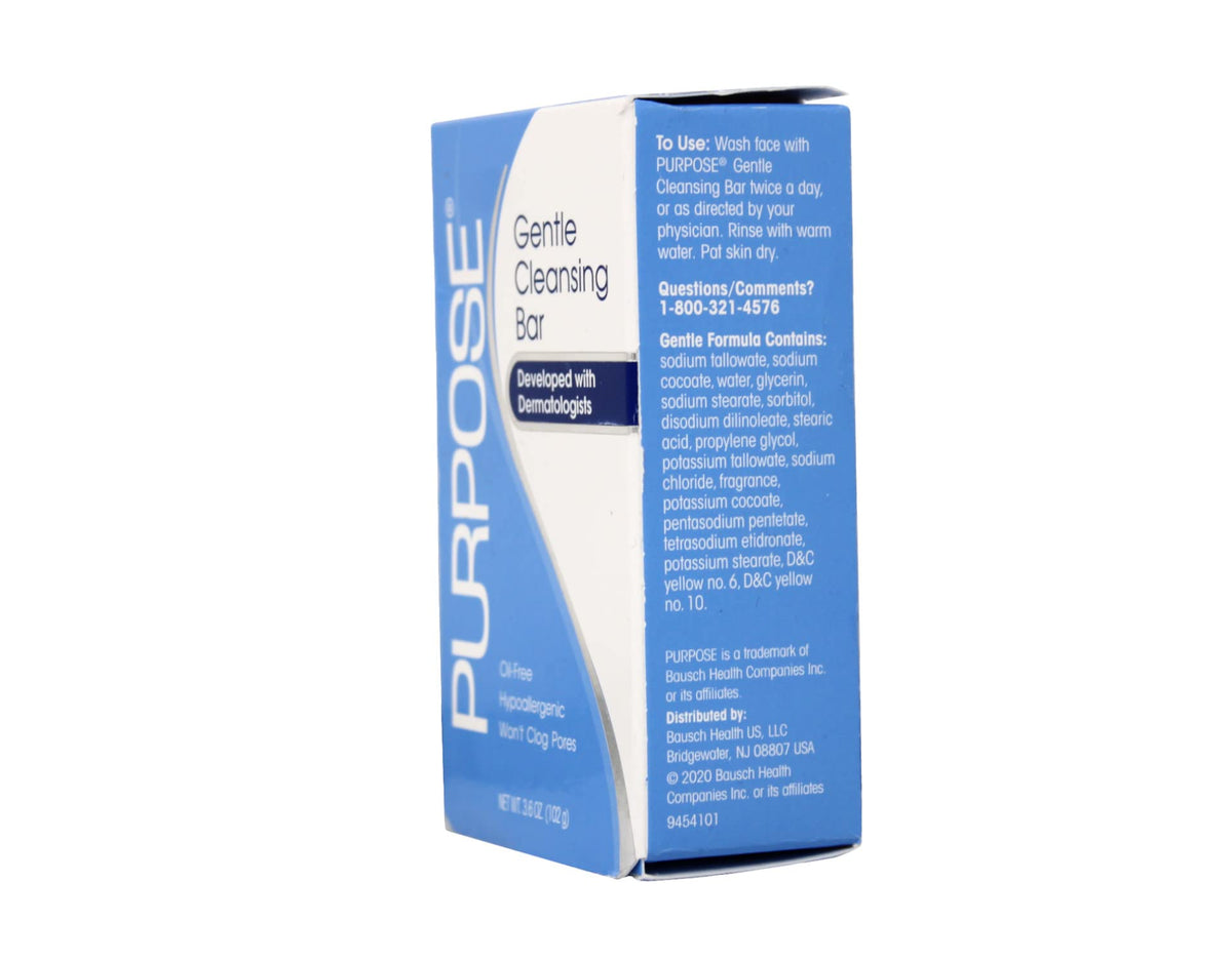 PURPOSE brand label and ingredient list emphasizing hypoallergenic formula