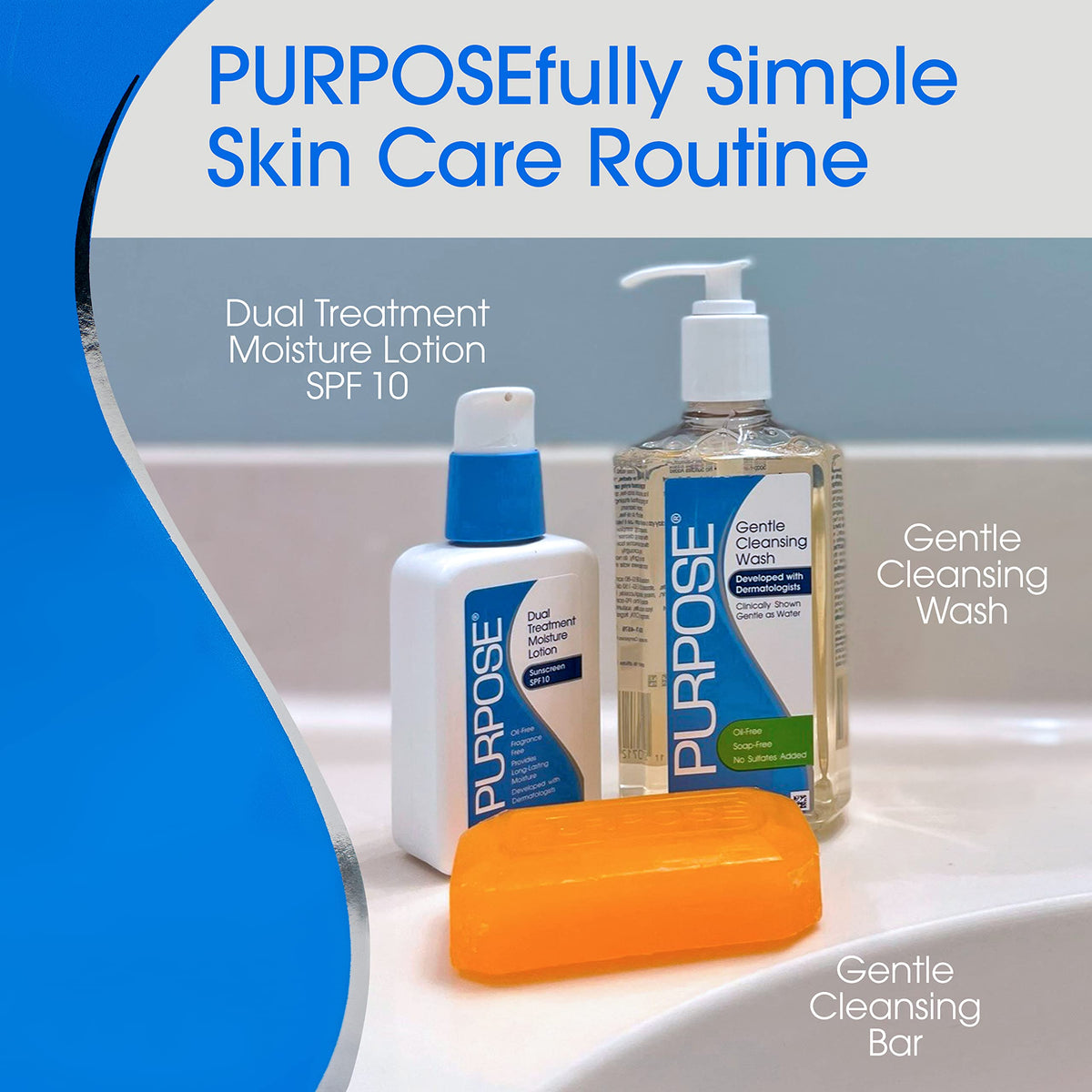 Purpose cleansing bar styled in bathroom showing everyday gentle routine