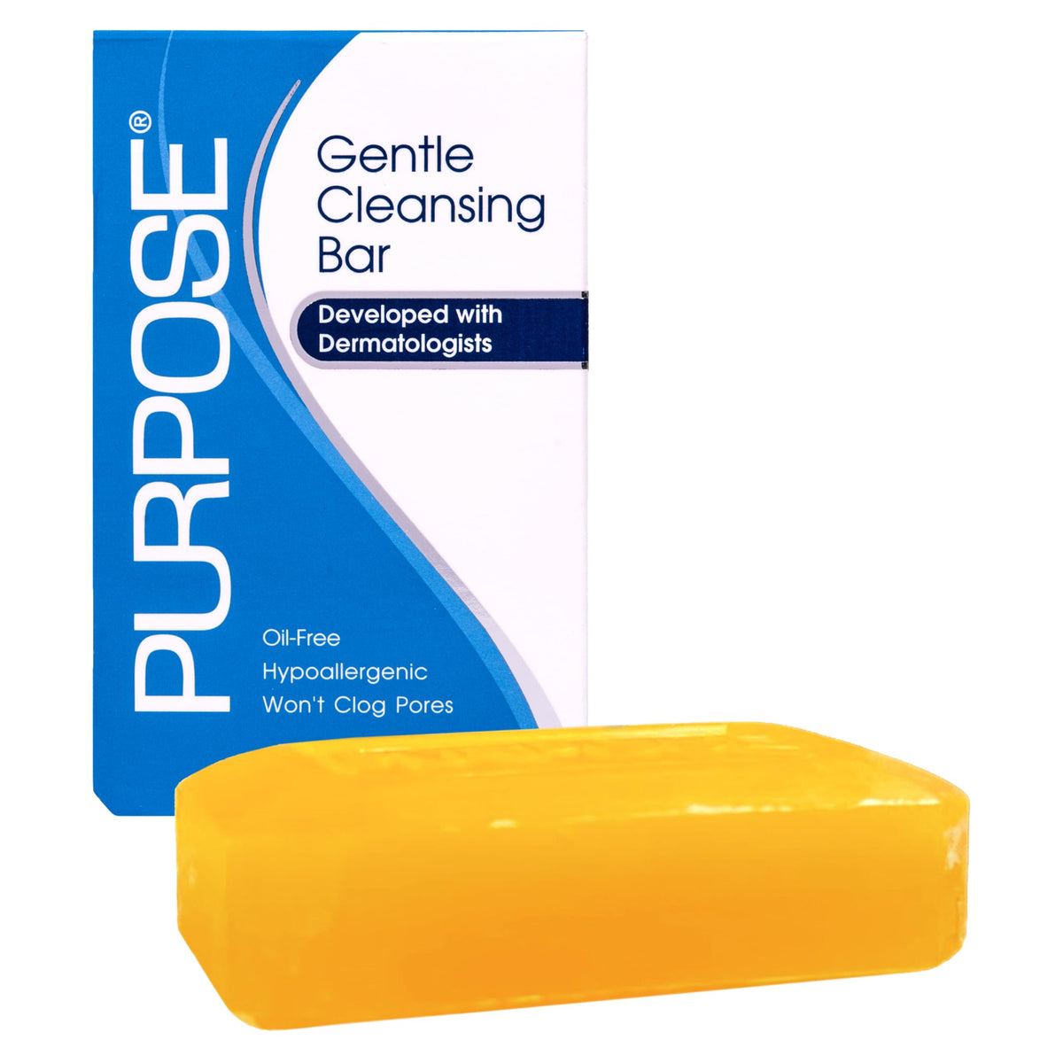 Purpose cleansing bar side profile highlighting smooth texture and mildness