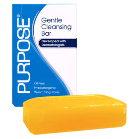 Purpose cleansing bar side profile highlighting smooth texture and mildness