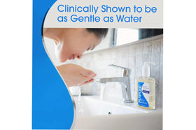 Purpose cleanser on bathroom shelf in lifestyle scene showing daily routine convenience benefit