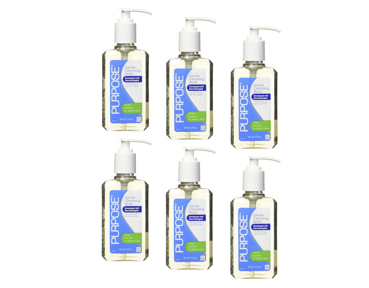 Purpose pump bottle front view showing label and easy dispensing benefit