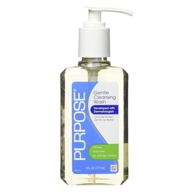 Purpose pump close-up dispensing cleanser for controlled, hygienic application
