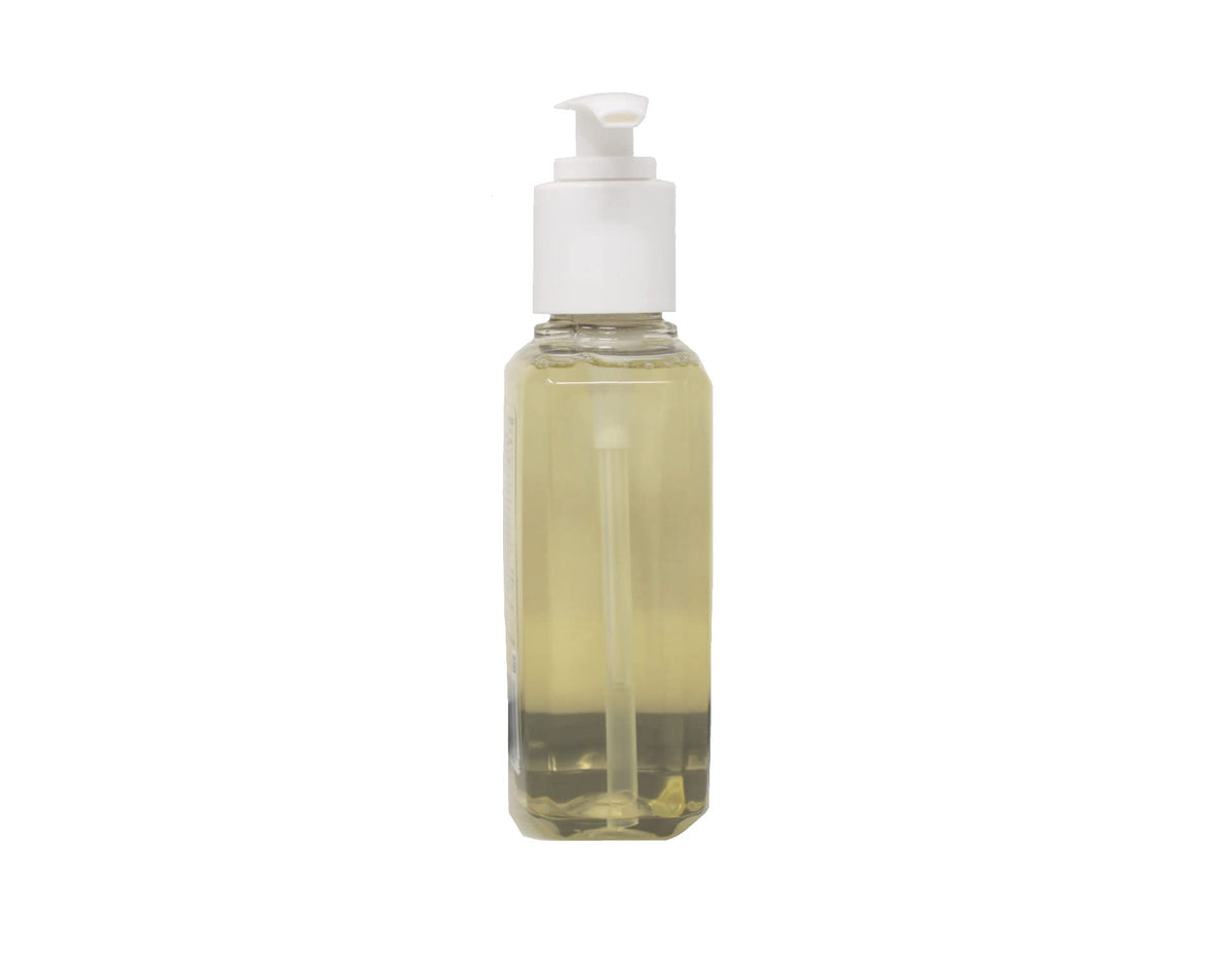 Purpose bottle next to hand to show 6 fl oz scale and travel-friendly benefit