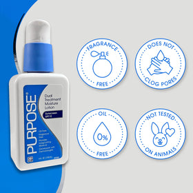 Purpose ingredient label close-up highlighting fragrance-free formula