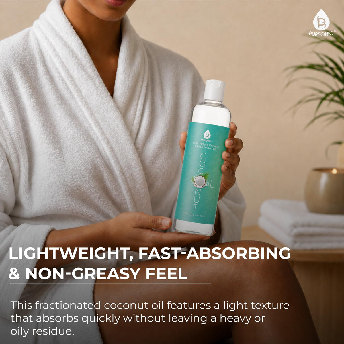 PURSONIC bottle in massage setting showing smooth glide performance