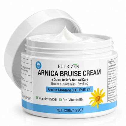 PUTRIZEN jar front view showing label and 9% Arnica strength benefit