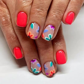 Puyokinm false nail applied on finger showing short square fit and natural look