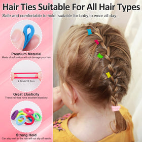 Pydeeirom toddler wearing a ponytail held gently by the hair ties for comfort
