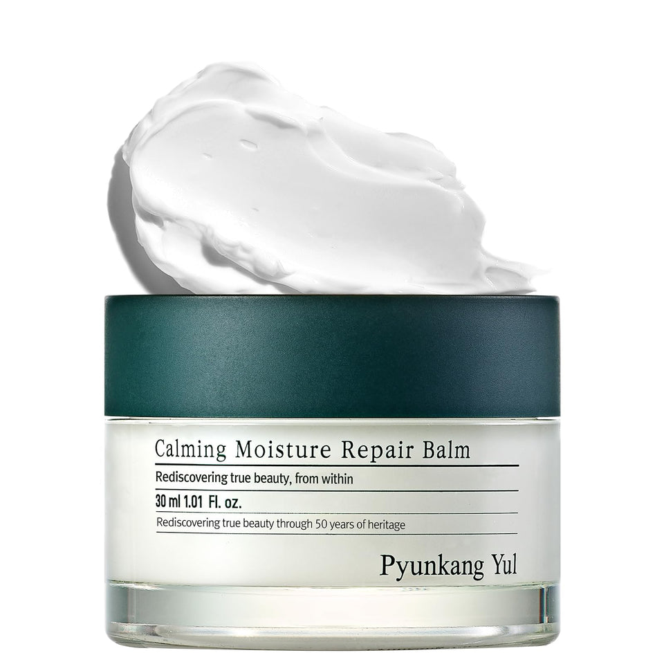 Pyunkang Yul balm front tube showing calming, lightweight formulation benefit