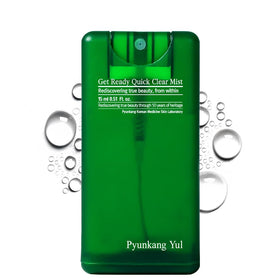 Pyunkang Yul mist front packaging shows compact bottle and calm design benefit