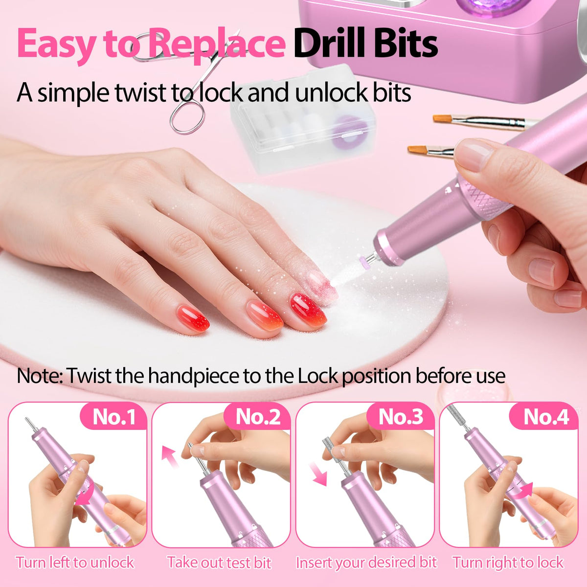 PYVOLA bit set and sanding bands arranged for versatile nail removal and polishing