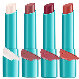 Qawnfy front packaging showing all four tinted lip oils and benefits