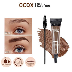QCQX spoolie stroke on brow shows buildable coverage and defined, fuller-looking hairs