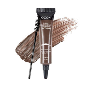 QCQX front packaging showing chocolate brow cream, clear branding and benefits