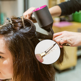 Qearl clips arranged on salon station for professional-ready organization benefit