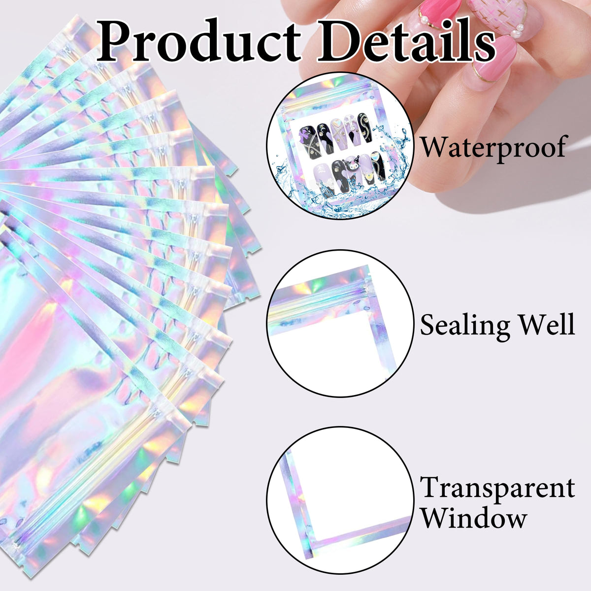 Qenk clear double-sided tape roll used to secure nails to cards for tidy displays