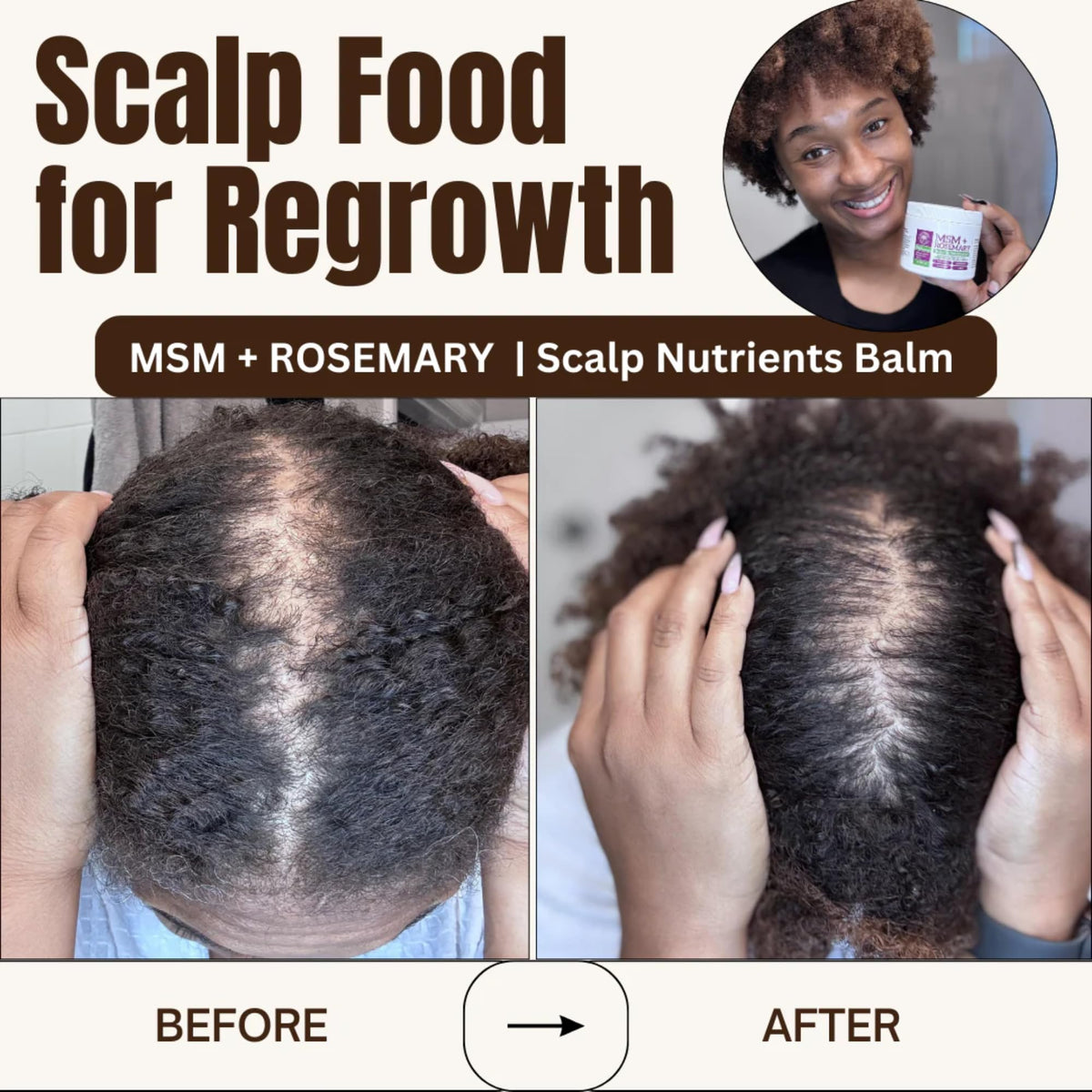 Qhemet Biologics lifestyle bathroom scene illustrating evening scalp routine benefit