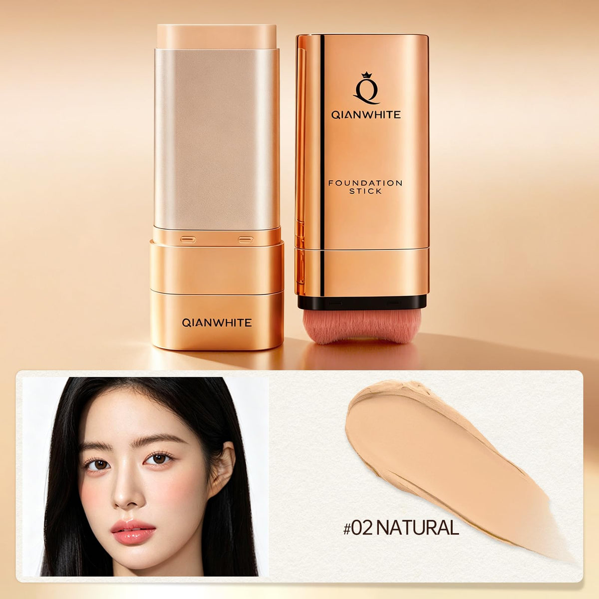 QIANWHITE dual-ended brush and stick detail for precise blending and sculpting