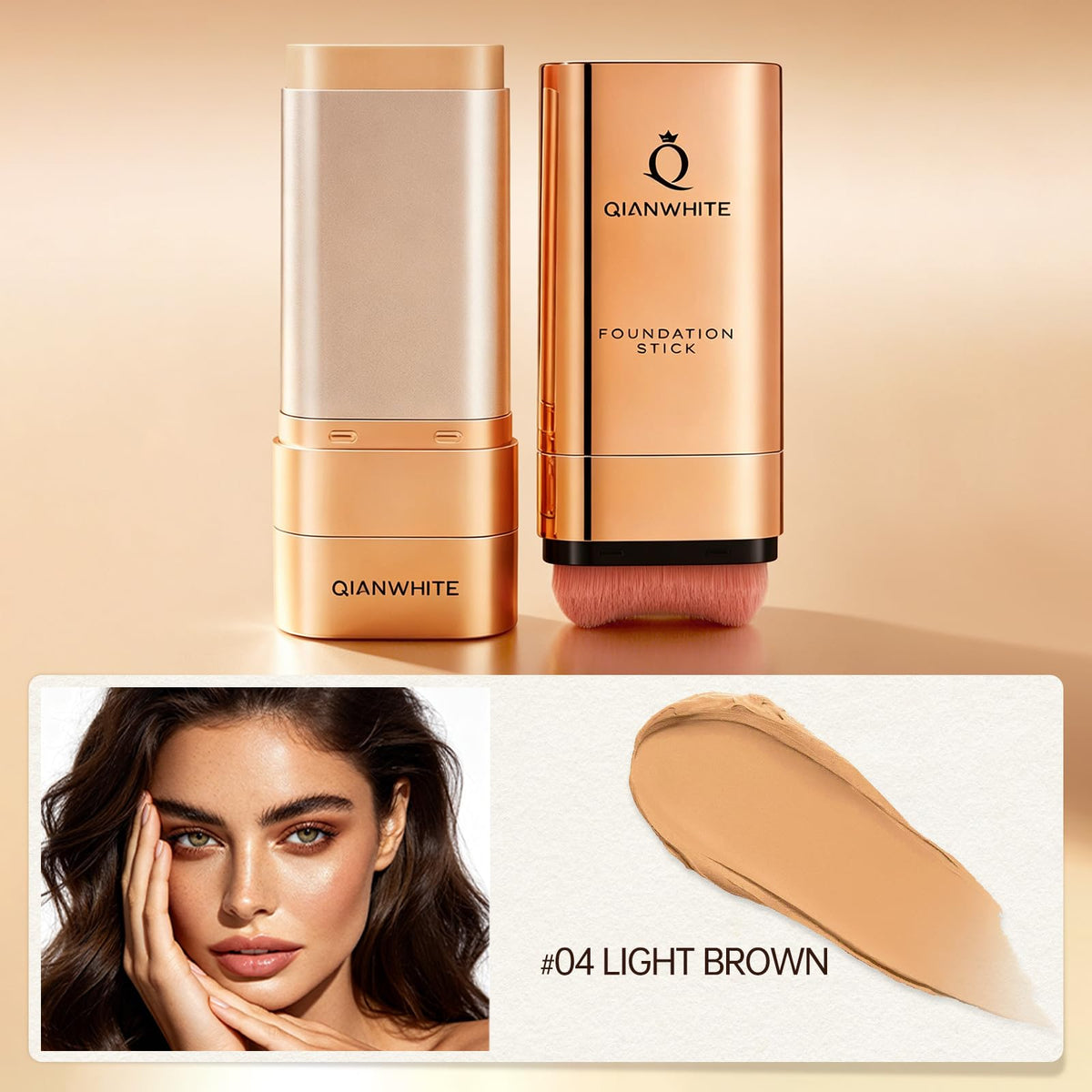 QIANWHITE dual-ended brush and stick together for precise blending
