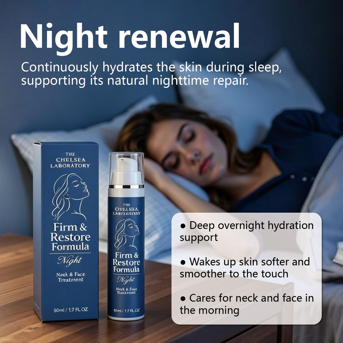 QIAWI on bedside table in routine setting, suggests effortless night use benefits