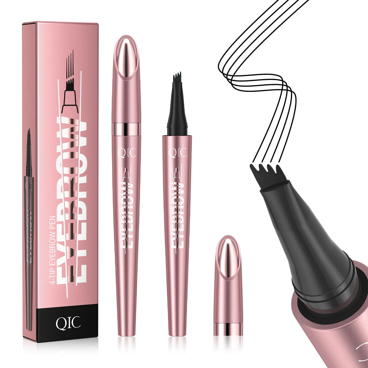 QIC 4-tip pen front view showing compact pen and cap for easy storage