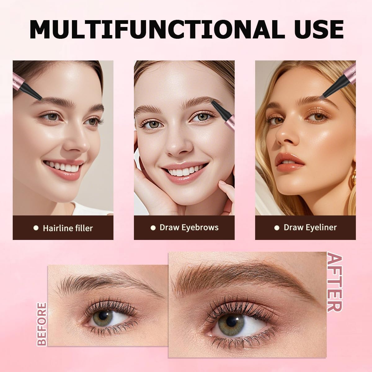 QIC before and after brow comparison demonstrating fuller natural results