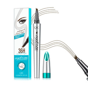 QIC eyebrow pen front view shows slim barrel and cap for precise control