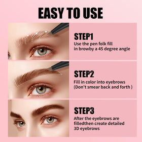 QIC applying pen to eyebrow showing quick application and controlled shaping